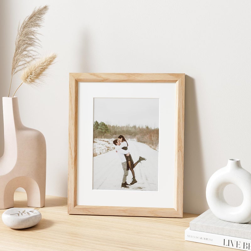 Venusmiles 8x10 Picture Frame Natural Solid Oak Photo Frames with 5x7 Removable Mat Wall Hanging Large Handcrafted Frame with HD Plexiglass Wall and Tabletop Display Large Poster Frame - Image 2